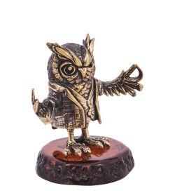 Народные промыслы AM-4193 Фигурка «Филин Оратор» (латунь, янтарь)