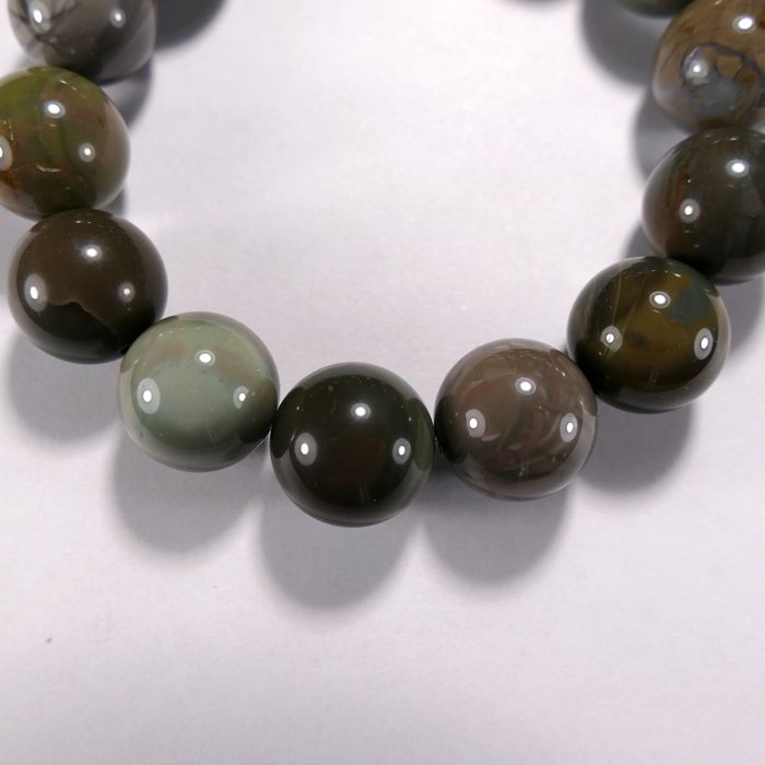 Бусина из агата Алашанского, зелено-коричневого, шар гладкий 14 мм
