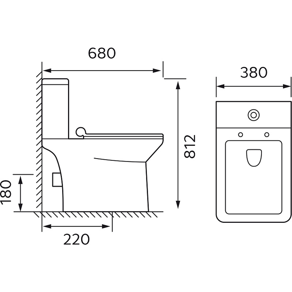 Унитаз-компакт Azario Glory 380х680х812 напольный, безободковый с быстросъемным сиденьем микролифт (AZ-49)