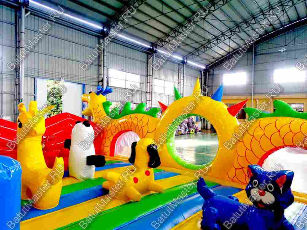 Коммерческий надувной батут "Осьминоги и драконы" 20*8*8 м