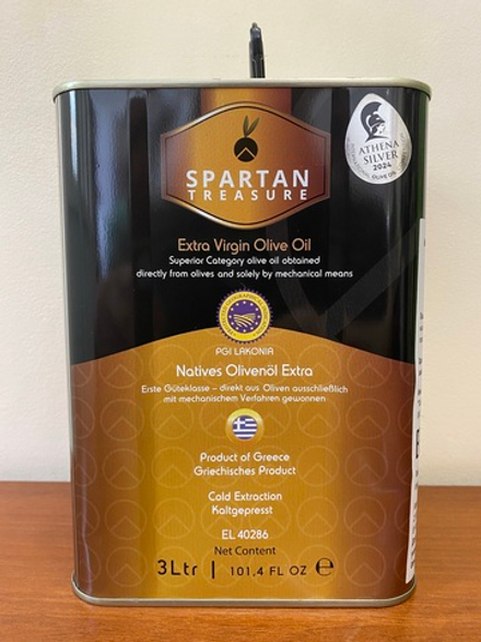 Оливковое масло греческое SPARTAN TREASURE P.G.I. Lakonia Extra Virgin, 3 литра, Греция
