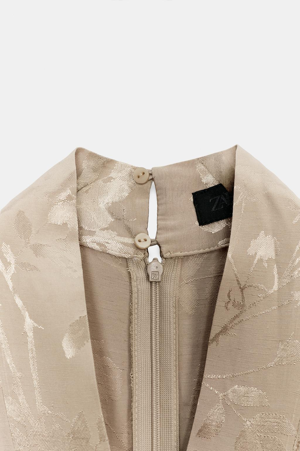 ZARA ДЛИННЫЙ ЖАККАРДОВЫЙ КОМБИНЕЗОН-КИМОНО С ПОЯСОМ, КАВА