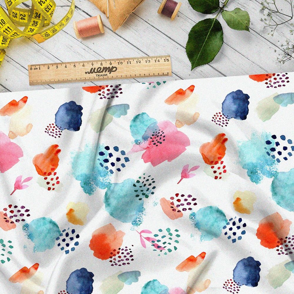 Ткань оксфорд 210 акварельные облачка