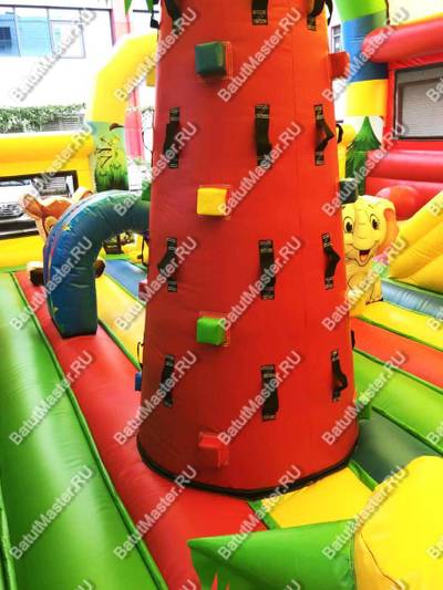 Надувной батут "Страна Сафария" с крышей и высокими горками 13*7*6 м
