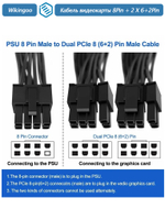Кабель питания видеокарты, PCIe 8PIN -&gt; 2 X 6+2Pin, 0.4m