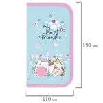 Пенал ПИФАГОР, 2 отделения, ламинированный картон, 19х11 см, "Cat friends", 272247
