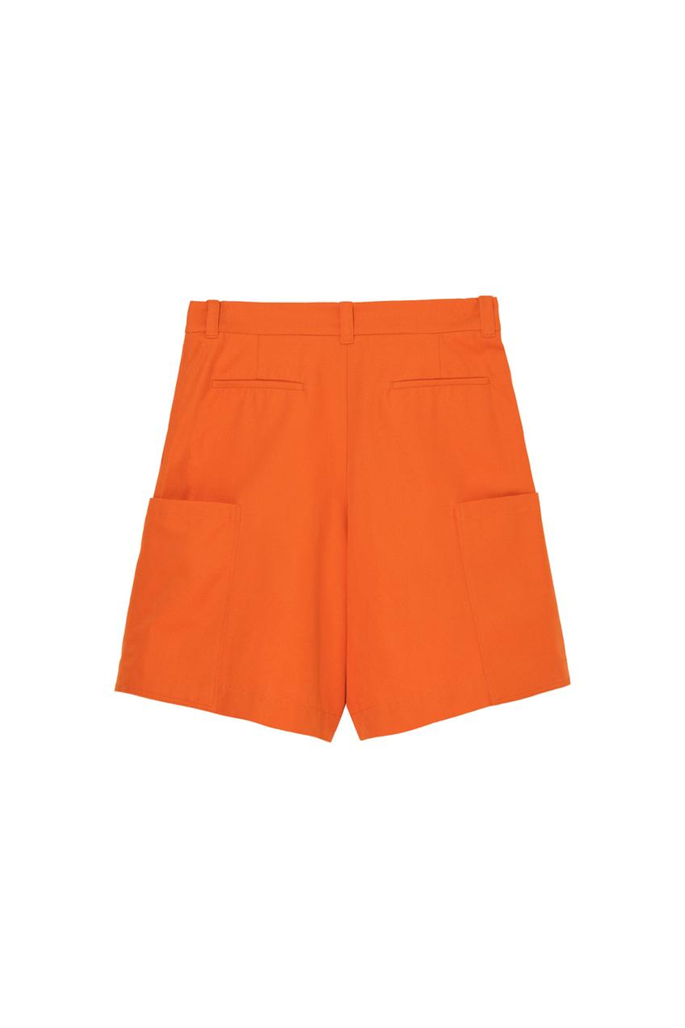 ZARA X BENITO ANTONIO ШОРТЫ-БЕРМУДЫ-КАРГО СВОБОДНОГО КРОЯ С ЗАЩИПАМИ, ОРАНЖЕВЫЙ
