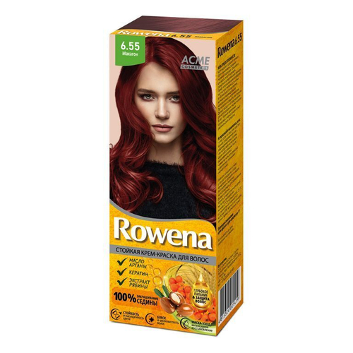 Acme-Color «ROWENA» Стойкая Крем-Краска для волос, тон 6.55 закрашивание седины 100% (Махагон) 115 мл