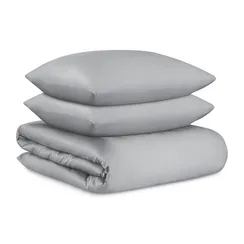 Комплект постельного белья из премиального сатина светло-серого цвета из коллекции essential, 150х20