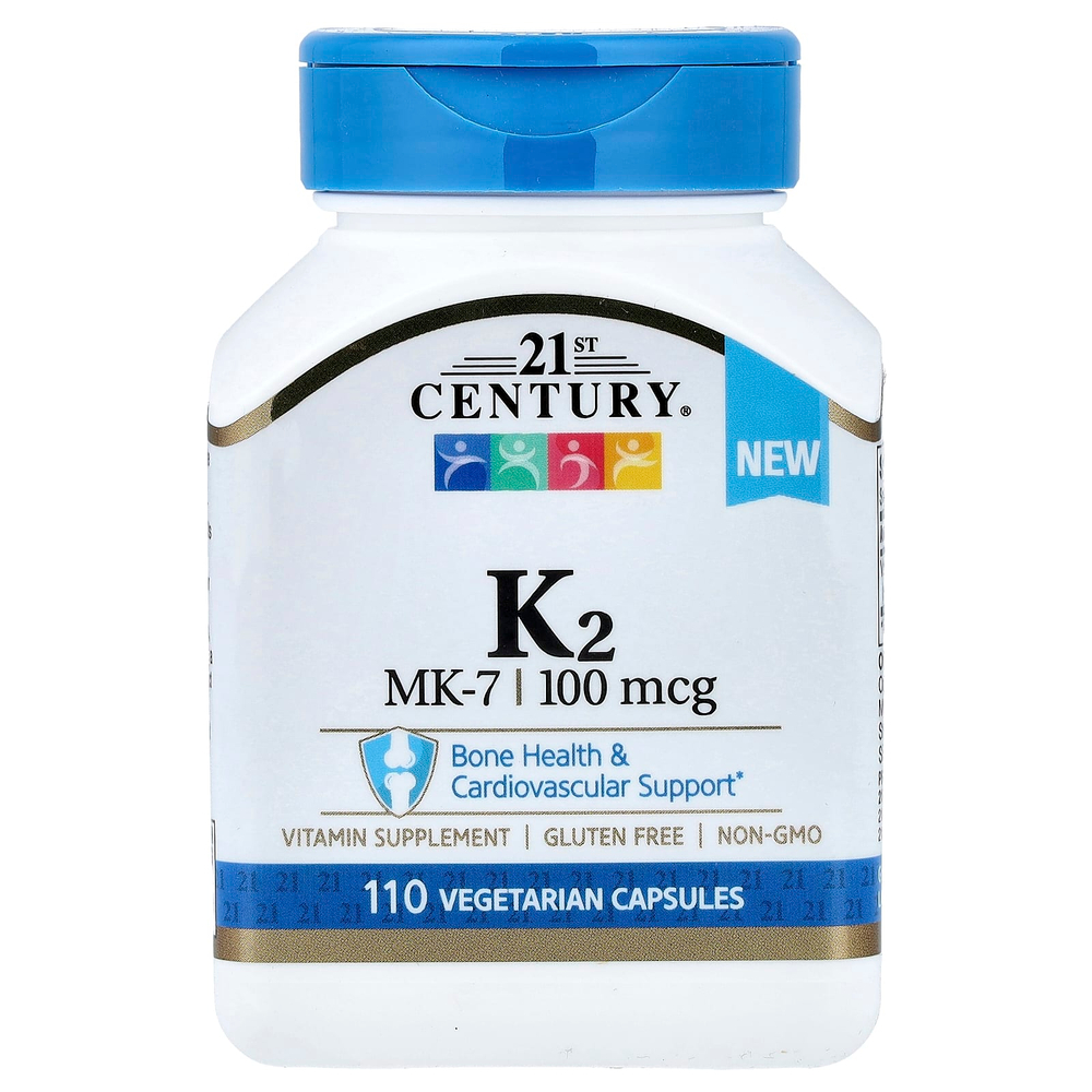 21st Century, витамин K2, 100 мкг, 110 вегетарианских капсул