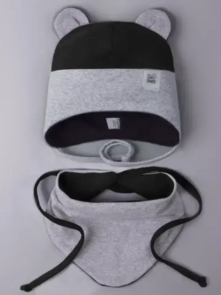 Шапка детская осенняя с ушками и снуд