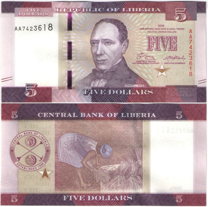 5 долларов 2016 Либерия