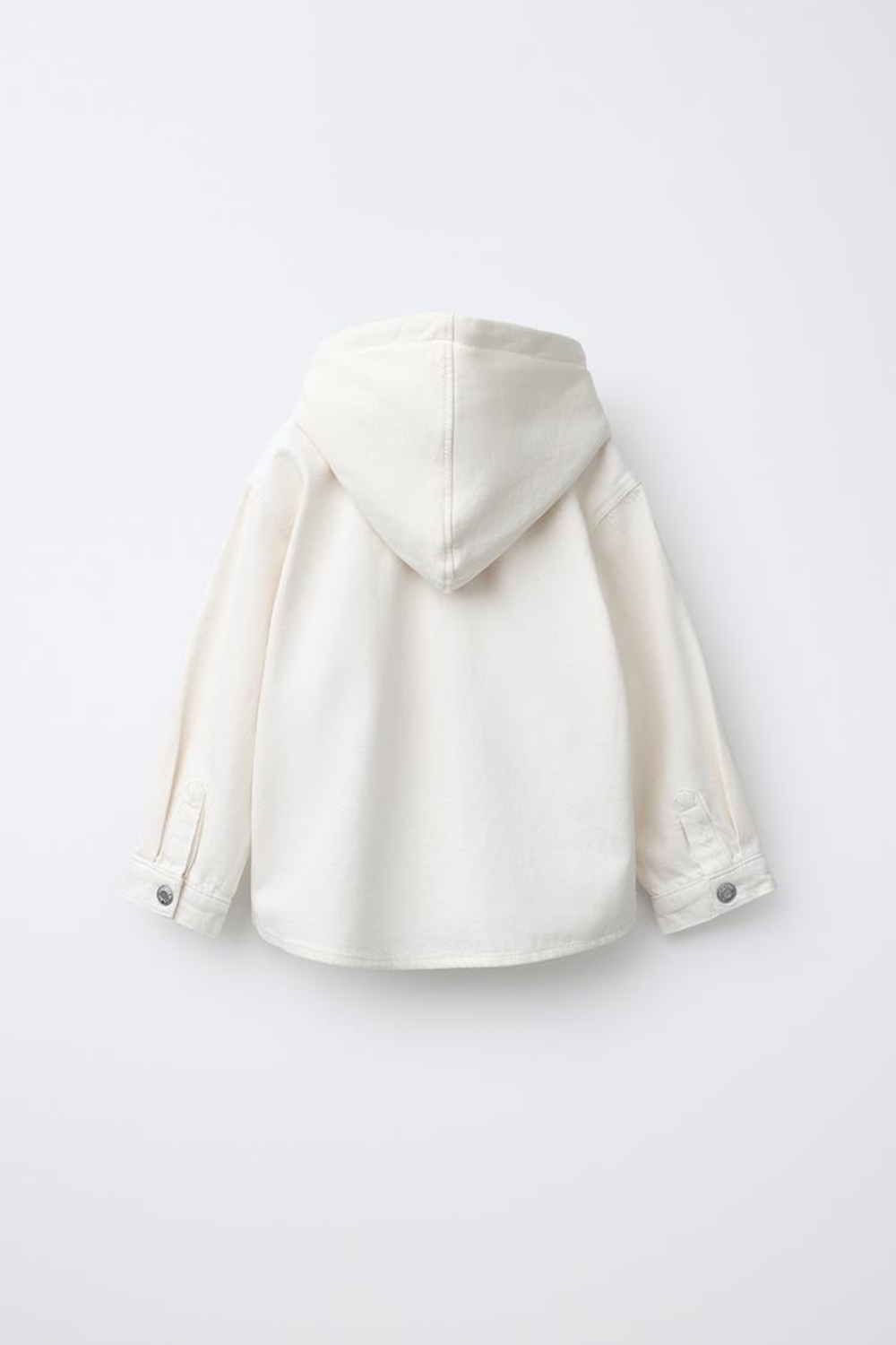 ZARA КУРТКА-РУБАШКА ИЗ САРЖИ СО СЪЕМНЫМ КАПЮШОНОМ, ЭКРЮ