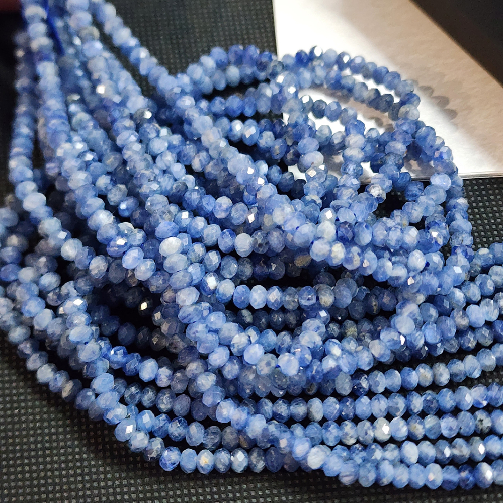 Кианит природный, бусины рондель 4.7×3.2мм, ювелирная грань