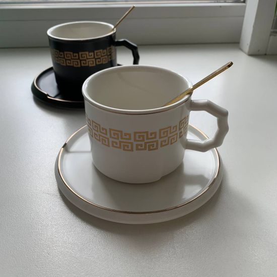 Чайная пара с ложкой «Орнамент», чашка 8×6 см, 220 мл, блюдце