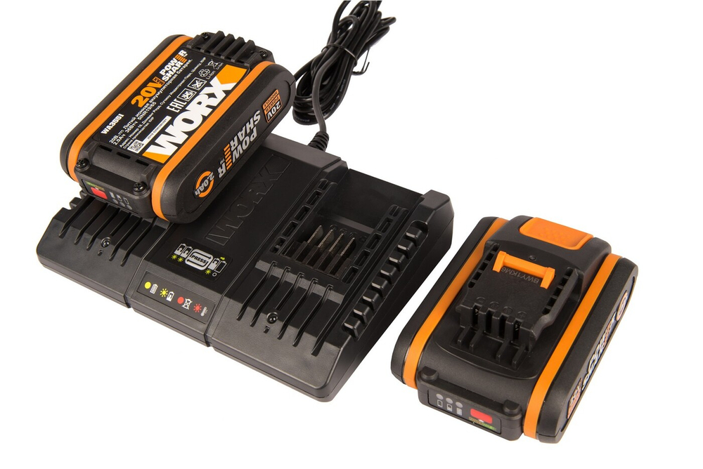 Комплект WORX WA3611: Двойное зарядное устройство WA3883