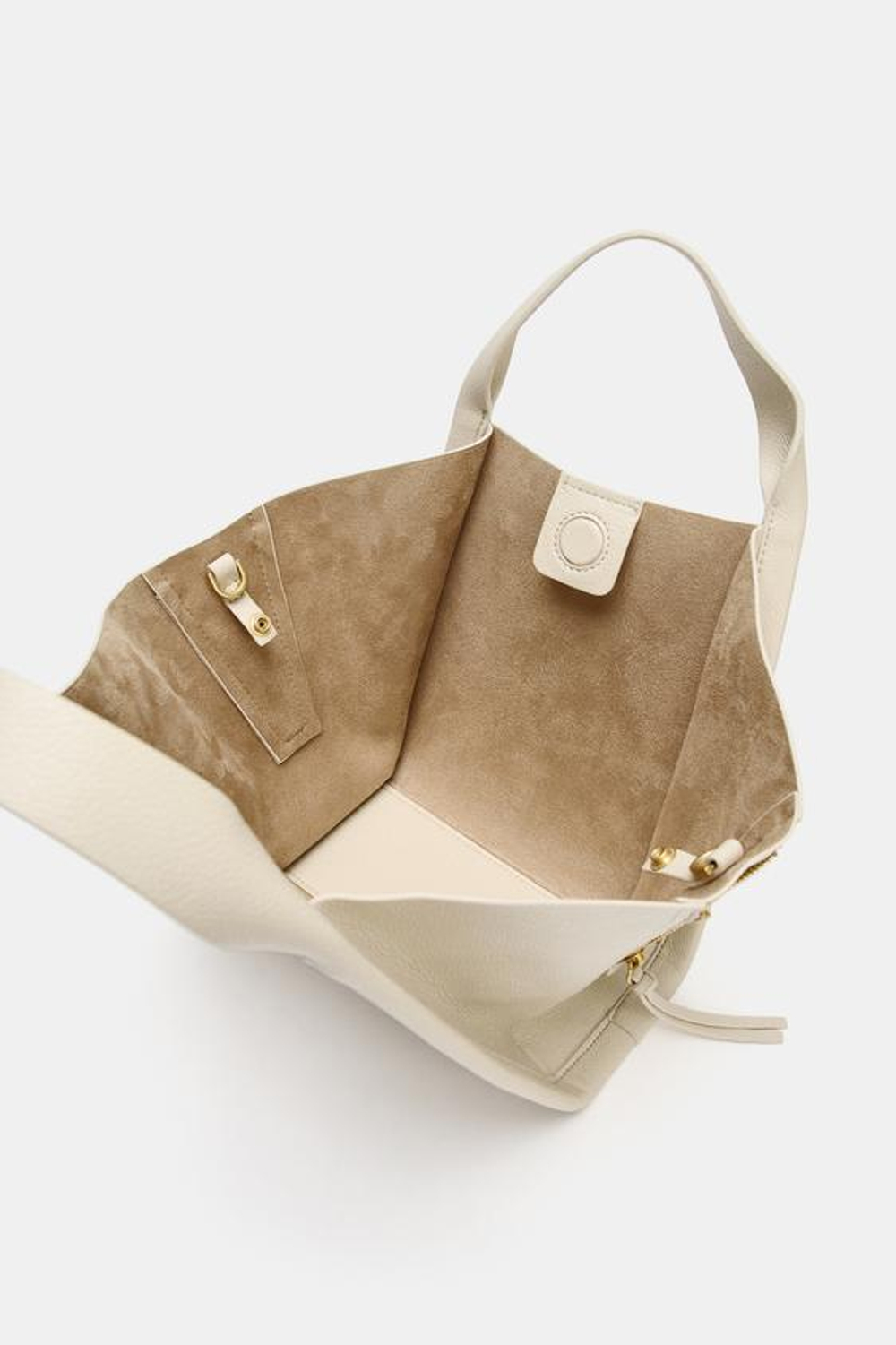 ZARA СУМКА CITY С ПЛЕЧЕВЫМ РЕМНЕМ, ЭКРЮ