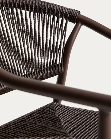 Уличный стул Livadia из коричневого алюминия и веревки