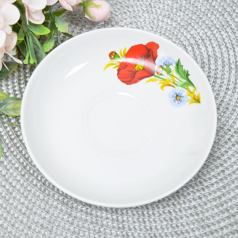 Блюдце 150мм форма 651 Маки красные