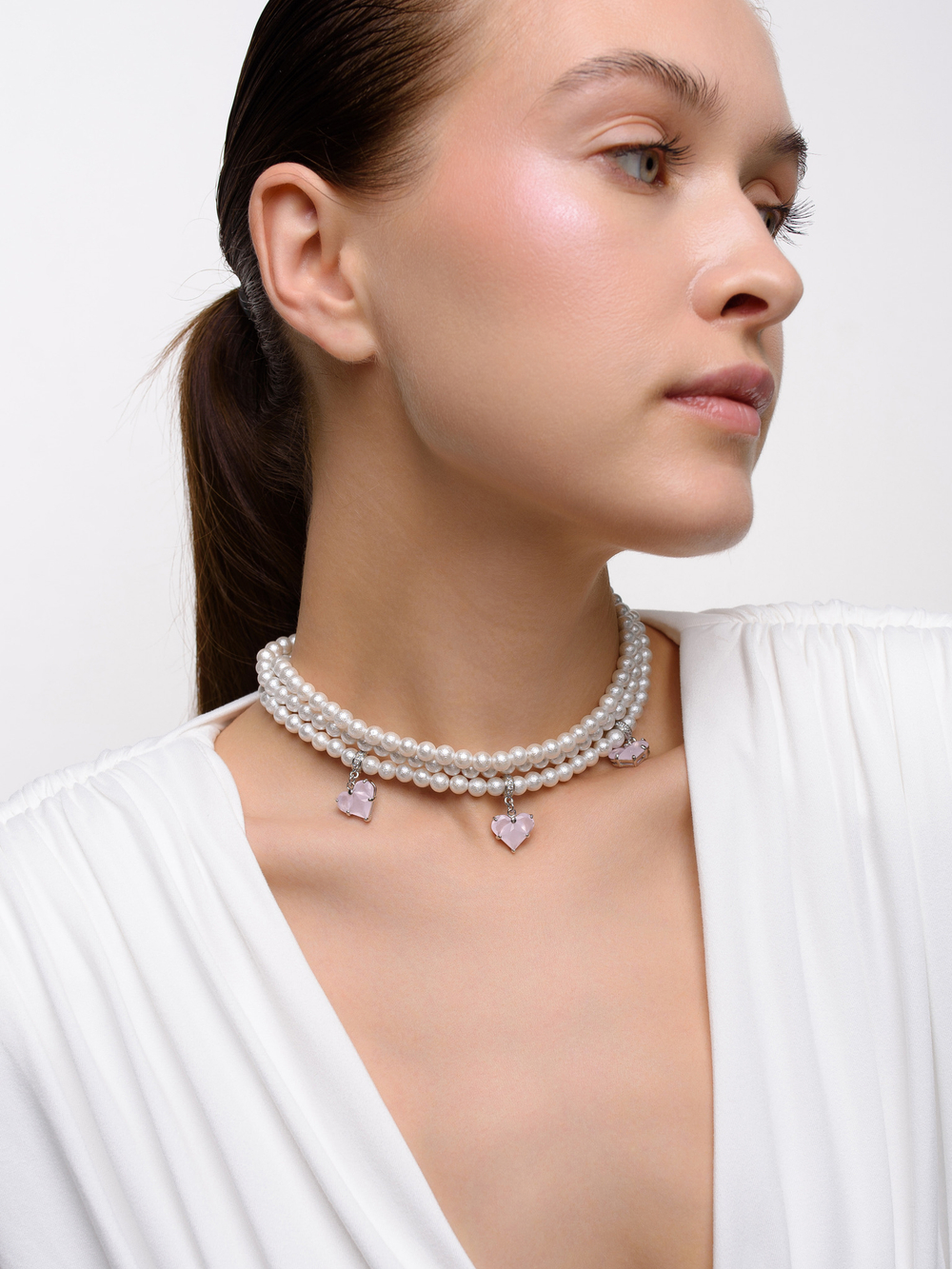 Колье "Delicacy pink soul" Silver