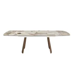 Раздвижной обеденный стол 1186 с столешницей из керамики  и основанием из шпона ореха