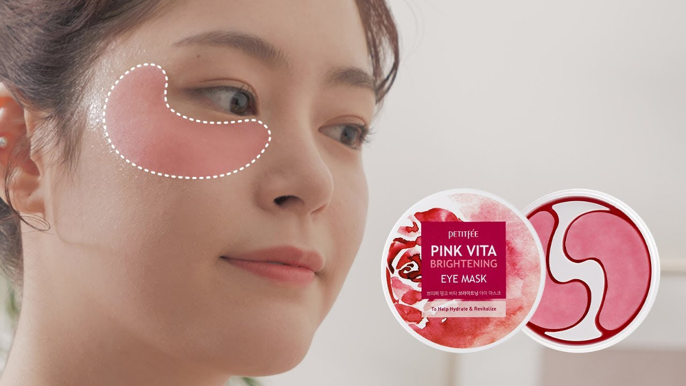 Petitfee Pink Vita Brightening Eye Mask осветляющие тканевые патчи для глаз