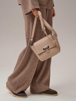 Сумка кожаная кросс-боди 3520 розово-бежевый/бизон