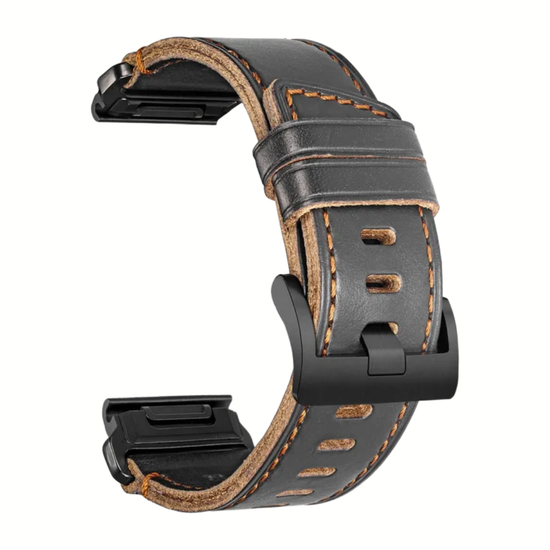 Ремешок для Garmin 26 мм Hemsut Quickfit кожаный (черный)