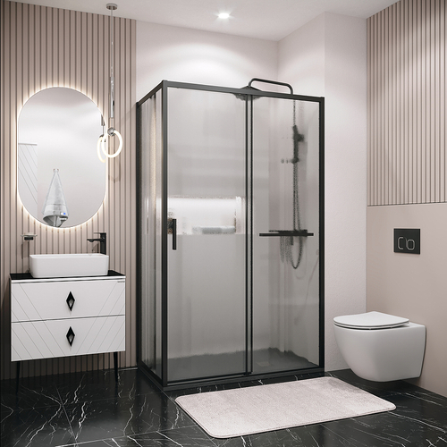 Душевая стенка Grossman Style 70 200.K33.05.70.21.02 профиль Черный матовый стекло шиншилла