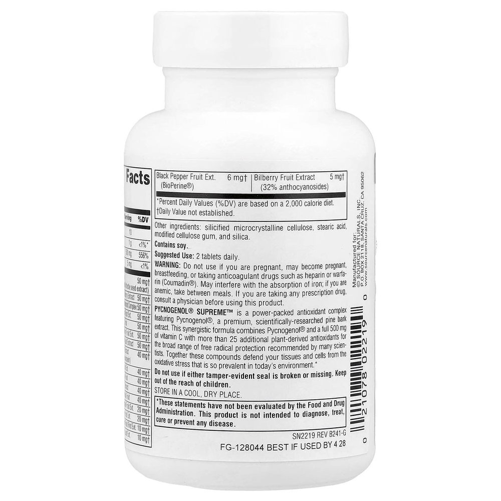 Source Naturals, Пикногенол Supreme, 30 таблеток