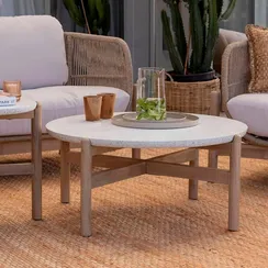 Уличный журнальный столик Talara Ø80х40 см, массив акации, терраццо