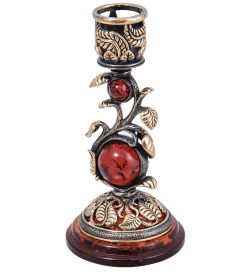 Народные промыслы AM-4016 Подсвечник «Лоза» (латунь, янтарь)