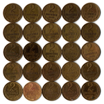 Набор 2 копейки СССР (25 монет) 1961, 63, 68-74, 76, 78-91(м/л) гг.