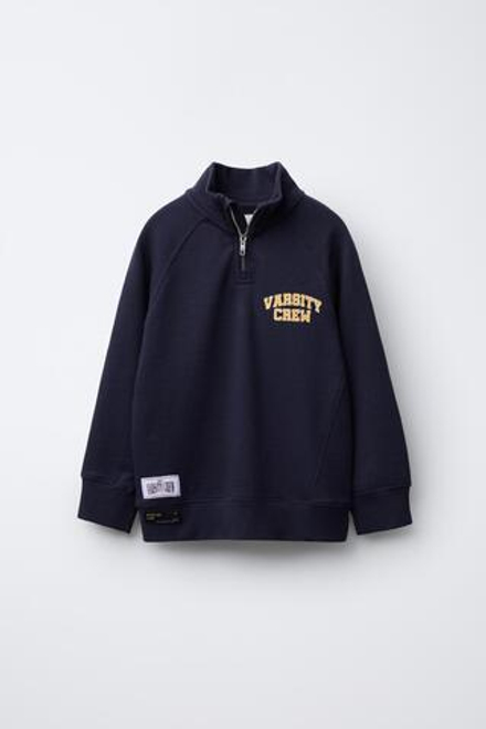 ZARA ТОЛСТОВКА JOGGING VARSITY, МОРСКОЙ СИНИЙ