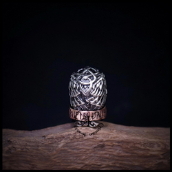 Темлячная бусина "Ворон Одина" биметалл (бронза Шлем Ужаса)