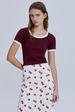 Футболка из хлопковой рибаны с контрастной отделкой