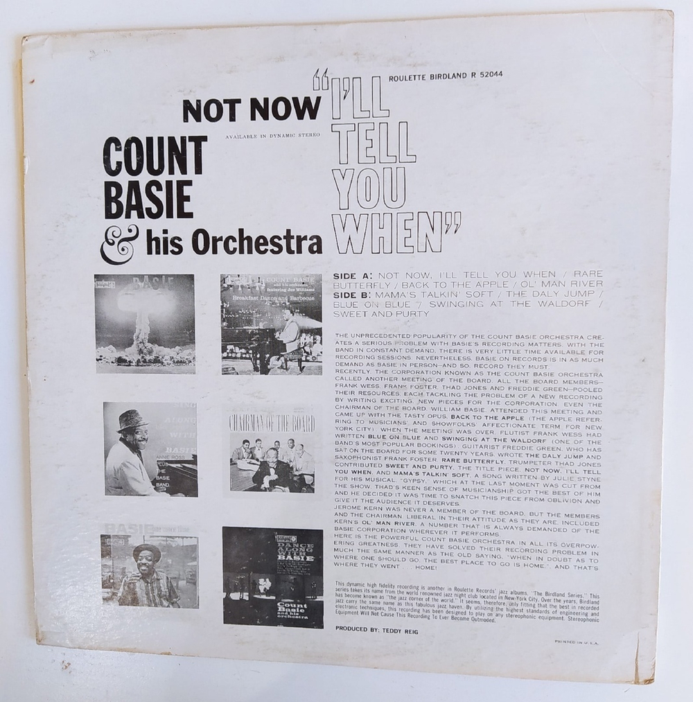 Count Basie Orchestra Not Now I'll Tell You When USA 1960