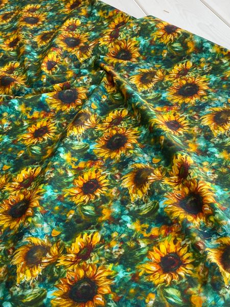 ПОДСОЛНУХИ НА ЗЕЛЕНОМ, 100% хлопок Handmade Fabrics 5