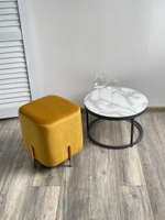 Пуф для гостиной М-City DISAUR Арес (Ares) Bluvel-68 Желтый, Золотой