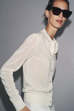 ZARA ОДНОТОННОЕ ТРИКОТАЖНОЕ ПОЛО, ЭКРЮ