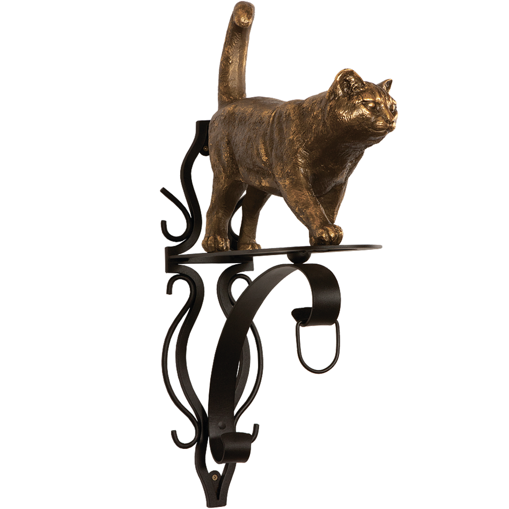 Кронштейн для цветов Кот Welcome Бронза