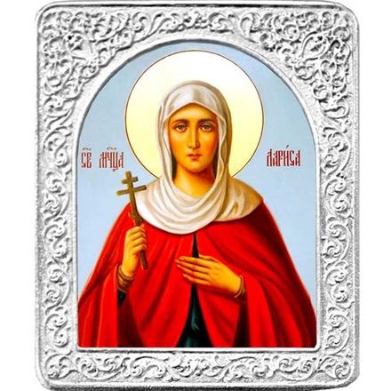 Святая Лариса. Маленькая икона в серебряной раме. 4,5 х 5,5 см.