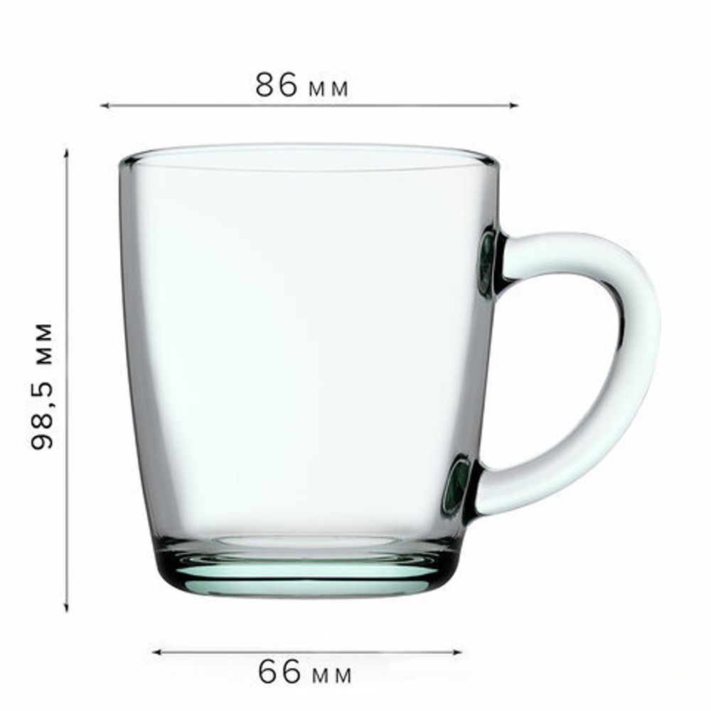 Кружка для чая с ручкой, 340 мл, 1 штука, стекло, PASABAHCE "БЕЙЗИК", 55531СЛ1