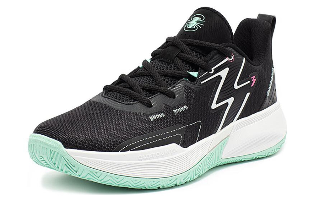 361° Big3 2.0 Cushioning Slip Resistant Breathable Low top Basketball Shoes Men"s Black And White Cyan