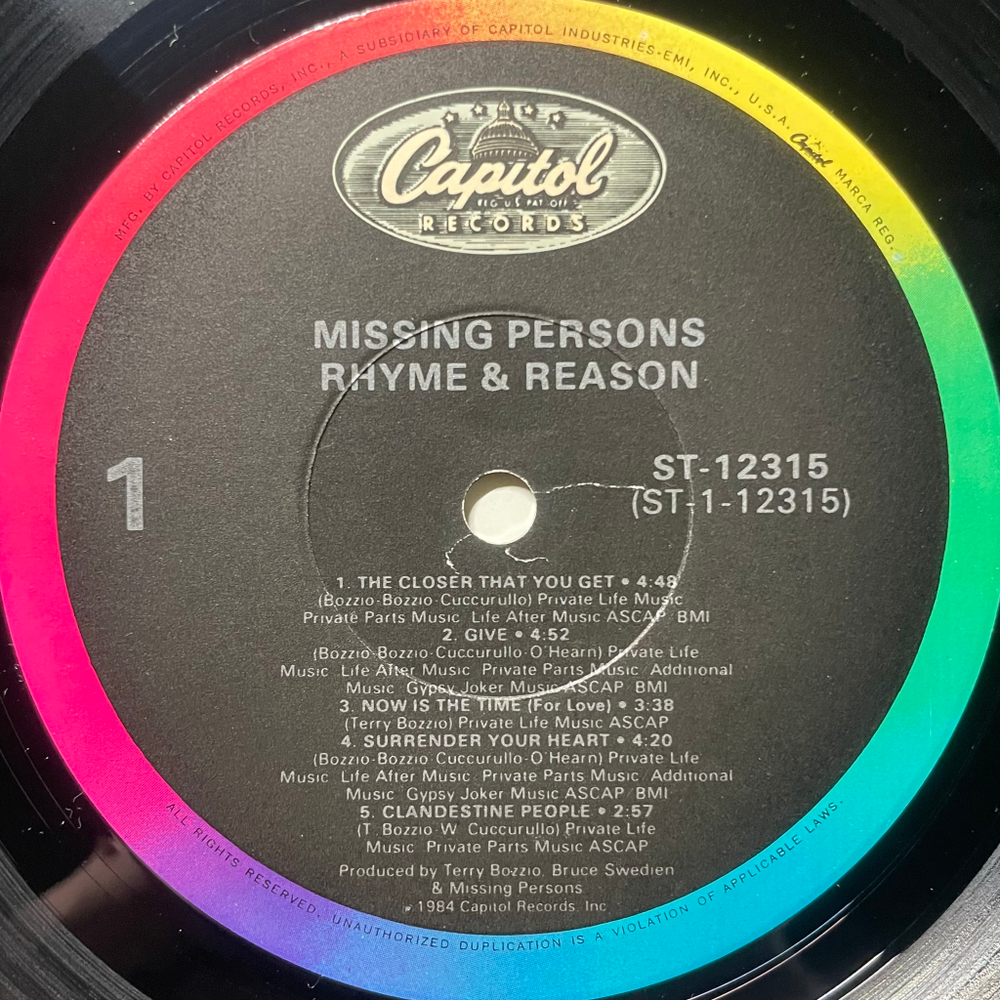 Missing Persons ‎– Rhyme & Reason (США 1984г.)