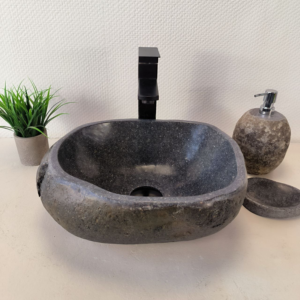 Раковина из речного камня RS-66022 39х32х15 из натурального камня