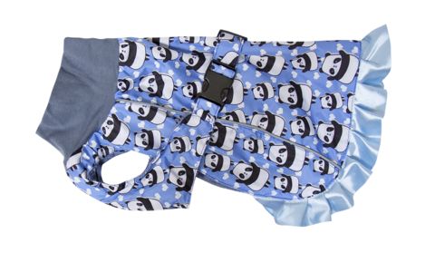 Зооник попона для мопсов с рюшем (плащевка), синий с белым ( ДИ32см, ОГ56см, ОШ44см)