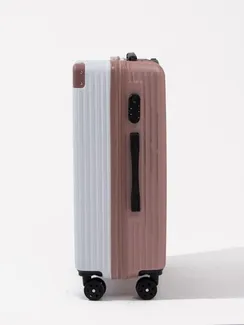 Чемодан большой 26", кодовый замок, цвет белый/розовый