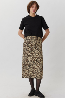 Юбка с разрезом с леопардовым принтом
