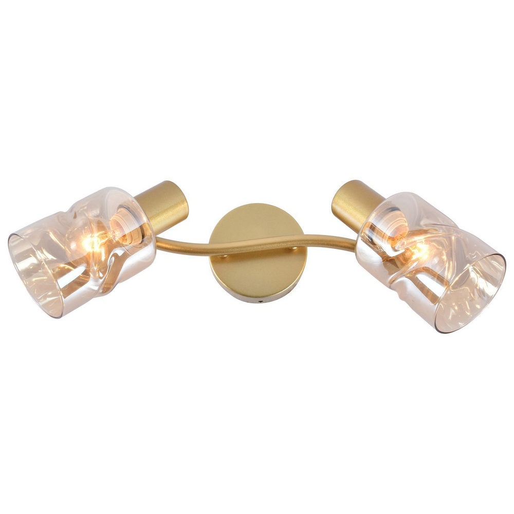 Настенный светильник 2x60Вт E14, металл/стекло, золото